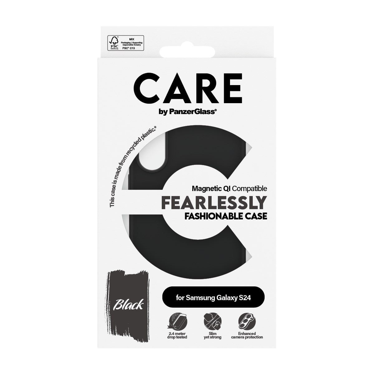 CARE by PanzerGlass® Fashionable Case Schwarz m. Qi Compatible Samsung Galaxy S24